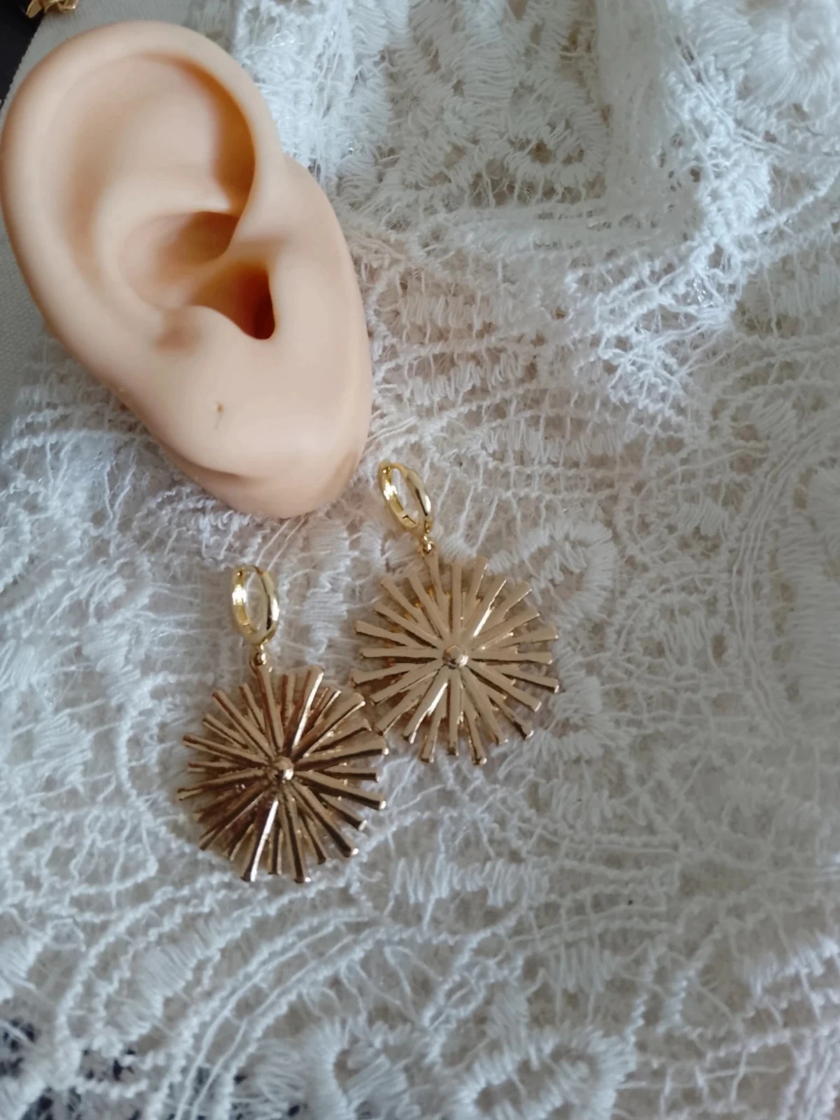 Bohemien zonne gouden oorbellen – photo 2